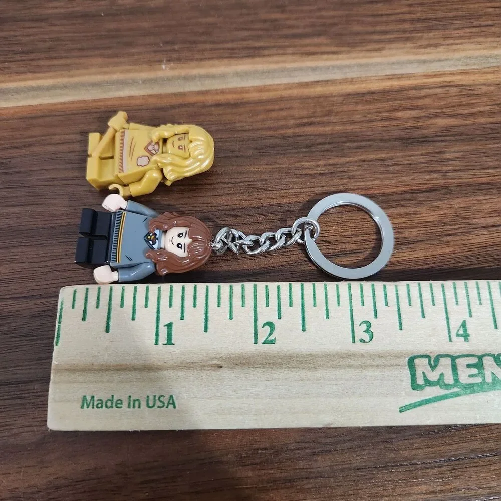 Lego Hermione Granger 20th Anniversary Gold Minifigure Wand Keychain Lot of 2